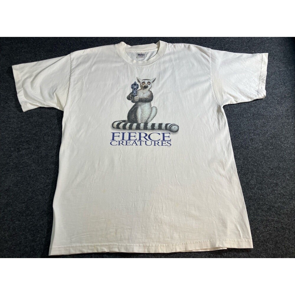 Vtg 90s Fierce Creatures Movie Promo T Shirt XL Lemur Gun Murina Made in USA